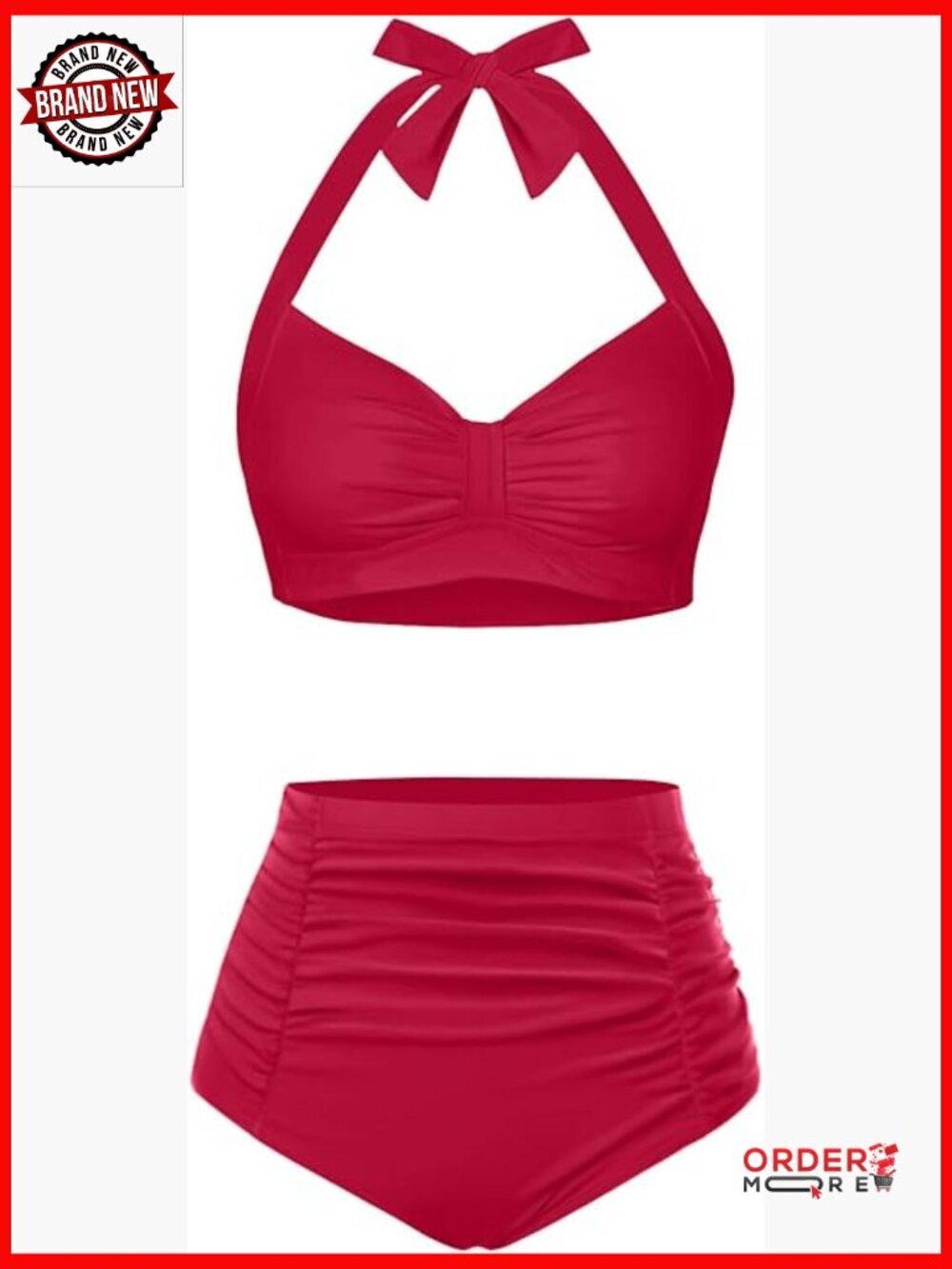 High Waisted Bikini Set Tummy Control Halter Two Piece Swimsuit